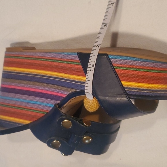 Nine West Navy Lara Striped ~4" Wedge Sz. 9 Sandal - Picture 13 of 13